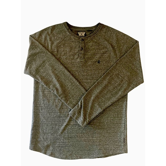 VOLCOM Men's Pullover Heathered Gray Heavy Long Sleeve Henley Shirt Size Medium - Picture 1 of 4